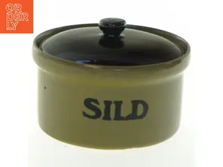 Keramisk sildekrukke med låg (str. Ø 14 cm)