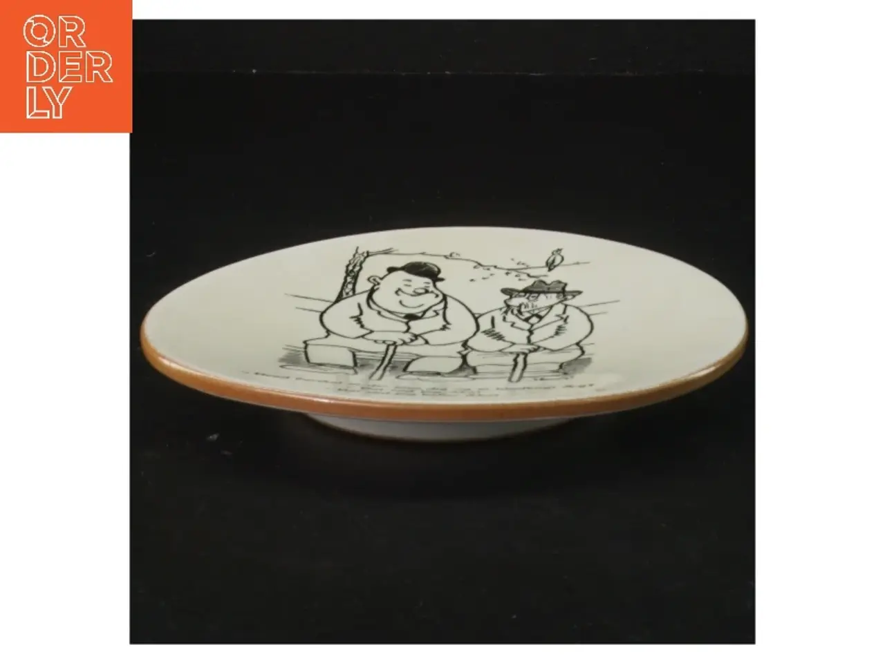 Billede 2 - Keramisk vægplatte med tegneserie-motiv fra Knabstrup (str. Ø 15,5 cm)