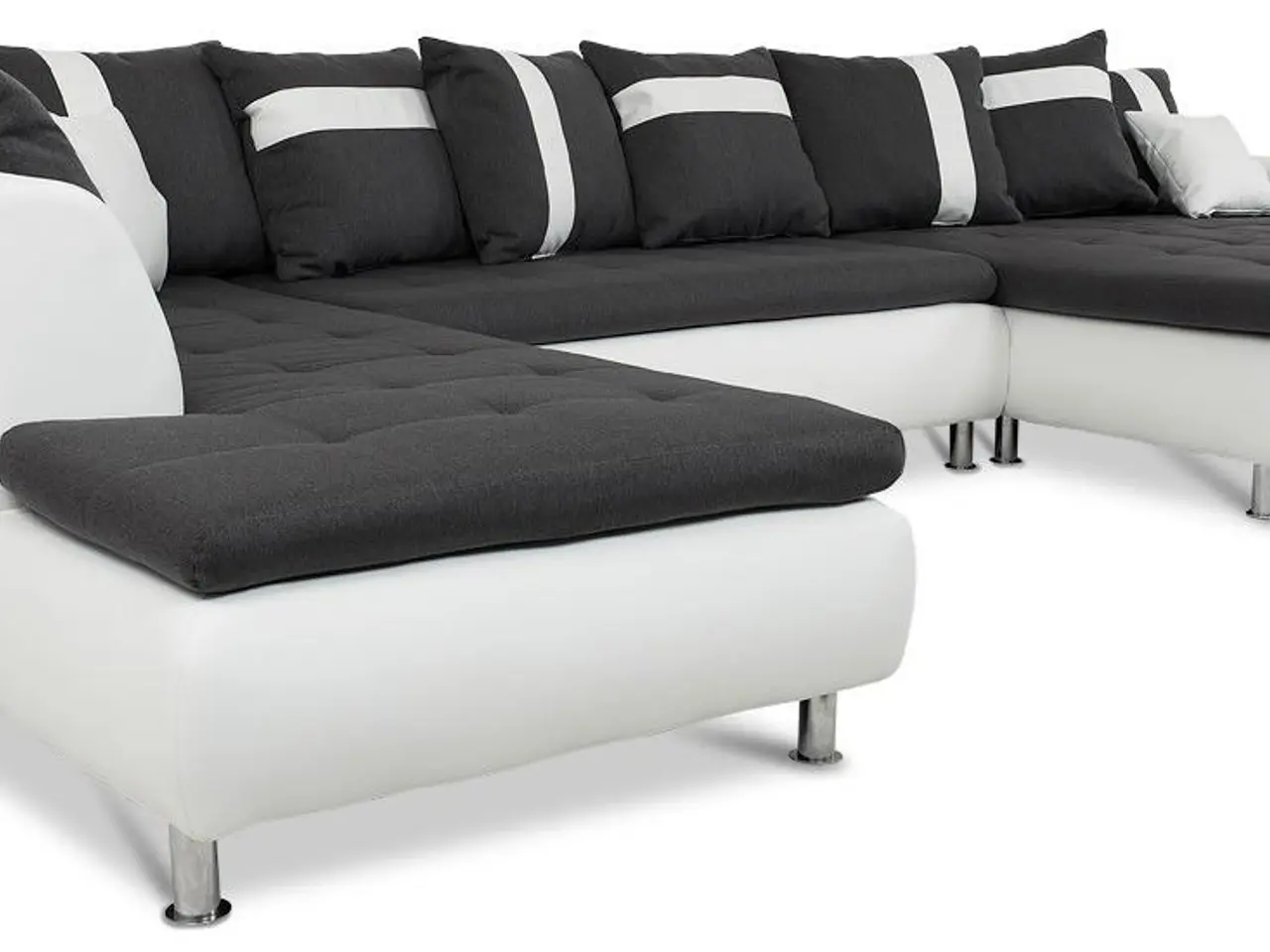 Billede 3 - Miami XL U-sofa højrevendt - hvid tekstillæder/koksgrå