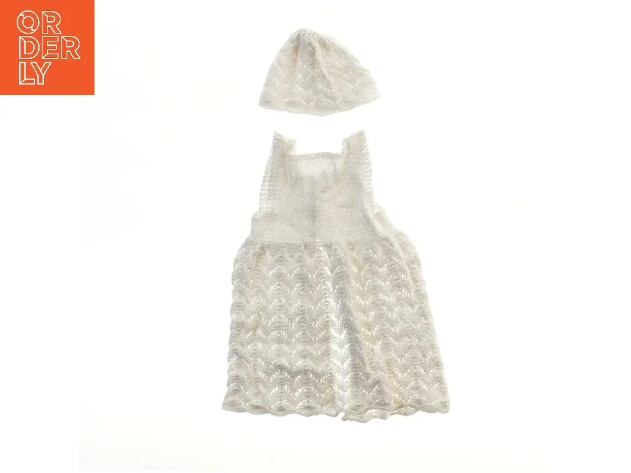 Billede 2 - Strikket kjole med hue til baby (str. bryst: 17 længde: 40 cm)