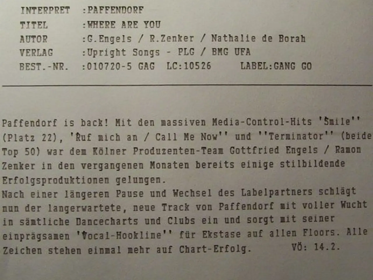 Billede 7 - Paffendorf – Where Are You – CD