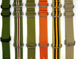 Nato nylon, læder, stål, - 20mm