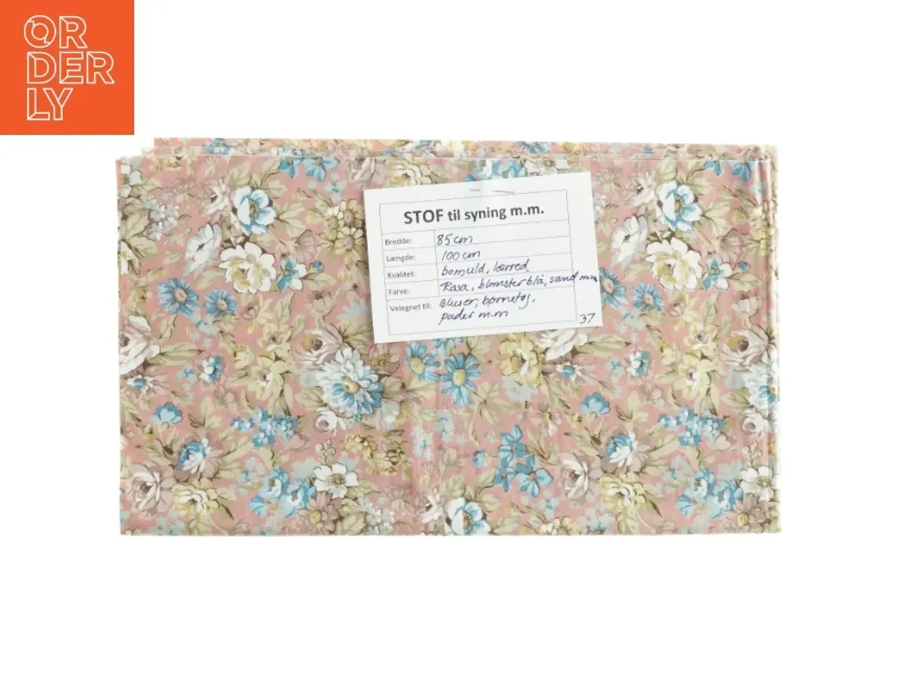 Billede 1 - Blomstret bomuldsstof (85 x 100 cm)