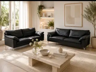 Søren Lund SL329 2x3 Pers.Sofagruppe i sort læder.
