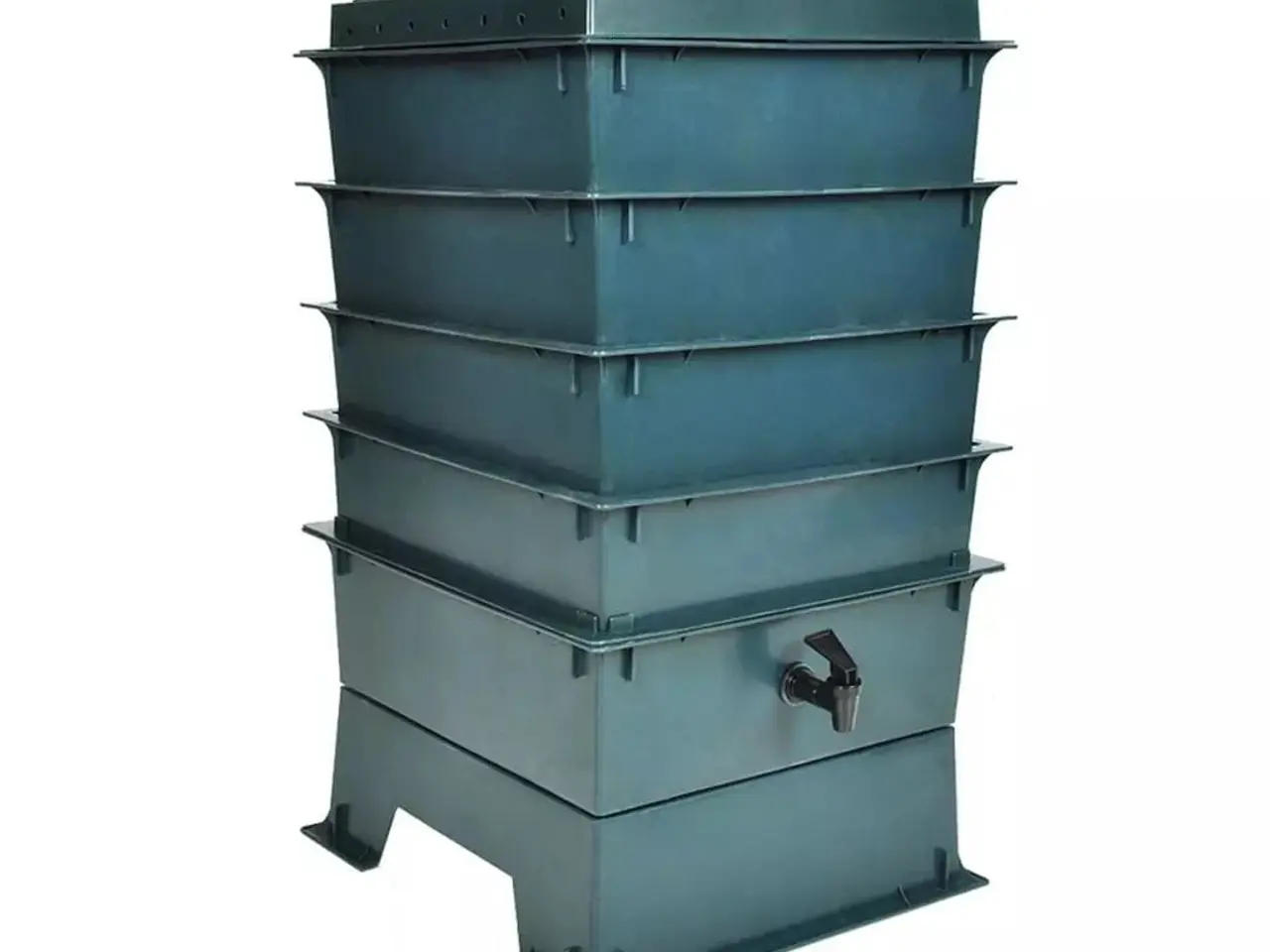 Billede 1 - Ormefabrik med 4 bakker - 42 × 42 × 60 cm, grøn HDPE