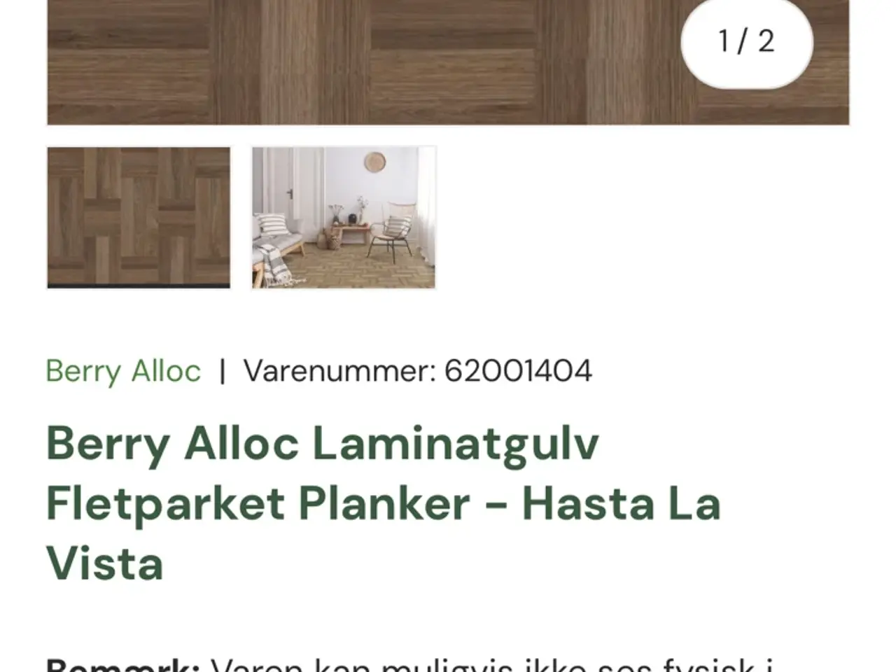 Billede 1 - Laminat klikgulv -Berry Alloc . 7,64 m2