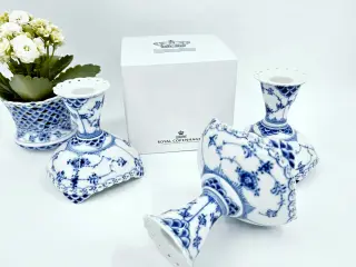 Musselmalet Helblonde Lysestage Porcelæn 