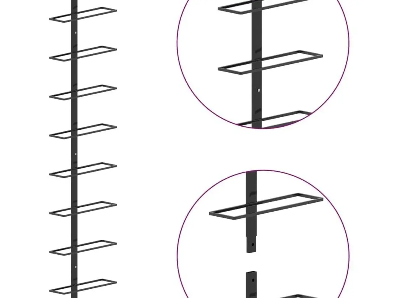 Billede 5 - Væghængt vinreol i metal - sort, til 10 flasker