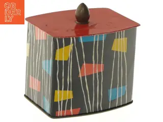 Vintage blikboks med låg (str. 10x9 cm)