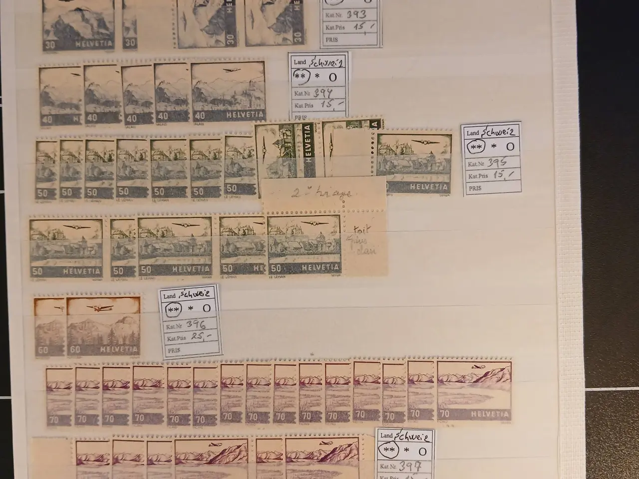 Billede 1 - Schweiz (266) Postfriske ** frimærker på 3 planche