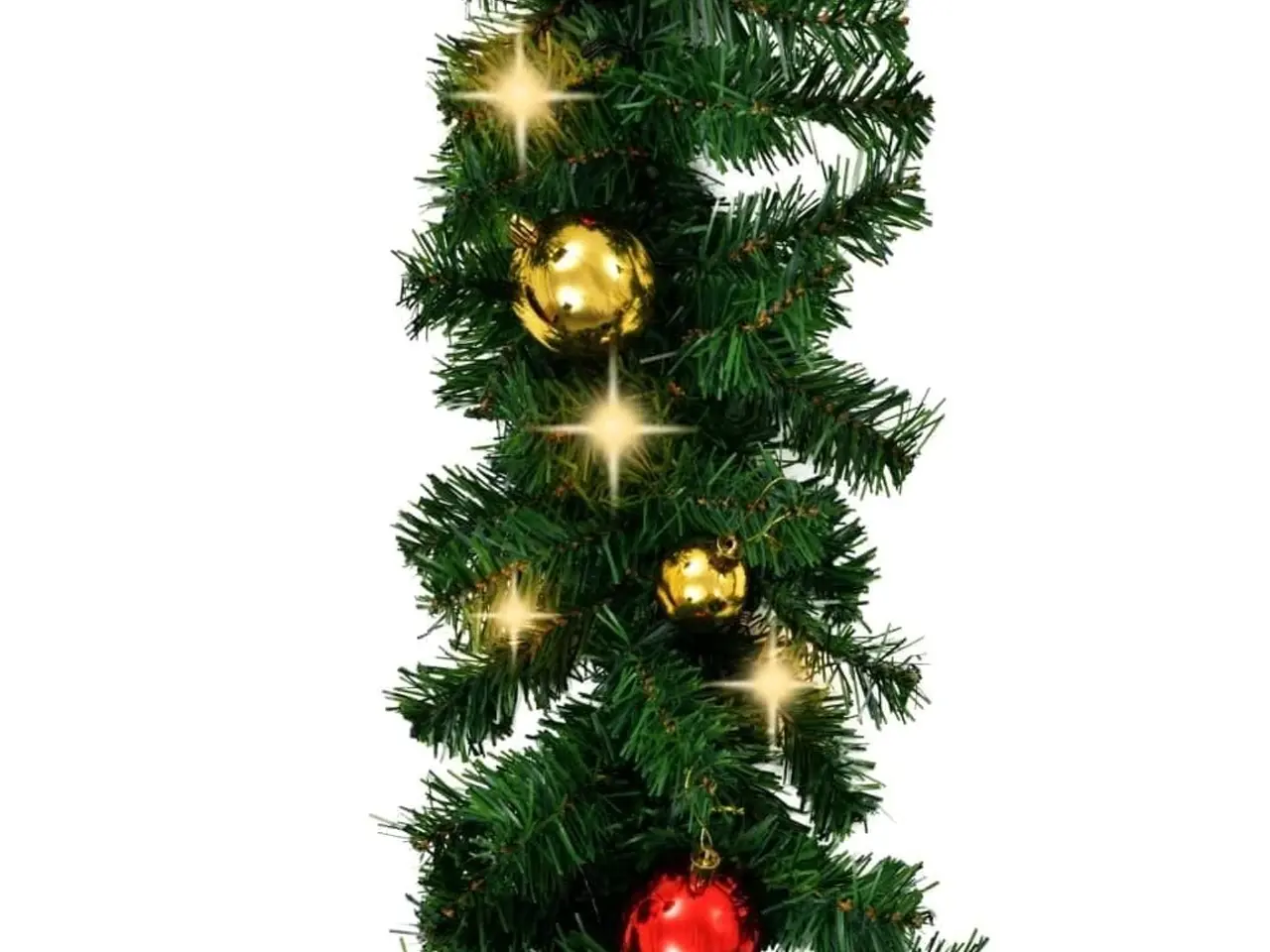 Billede 4 - Juleguirlande med kugler og LED-lys - 20 m