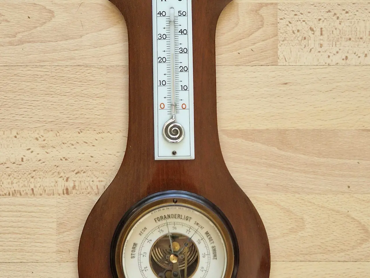Billede 3 - Antikt barometer og termometer 