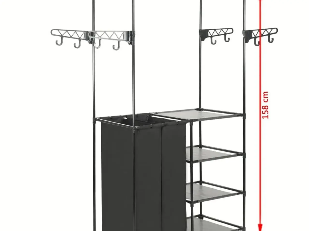 Billede 7 - Tøjstativ med hylder og poser 87 x 44 x 158 cm - sort