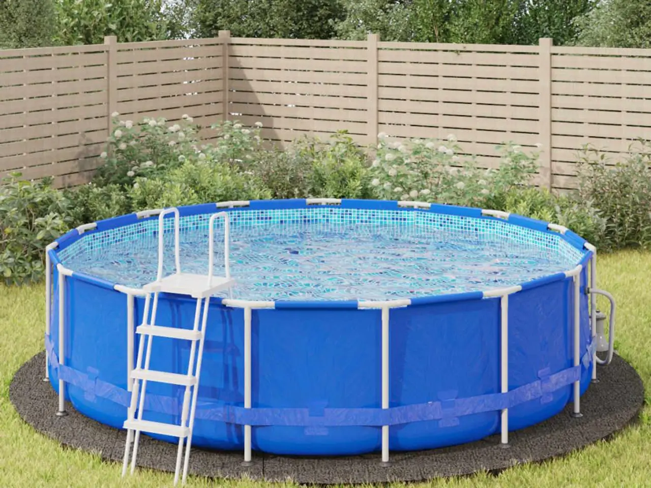 Billede 1 - Poolunderlag Ø550 cm i polyester-geotekstil - lysegrå