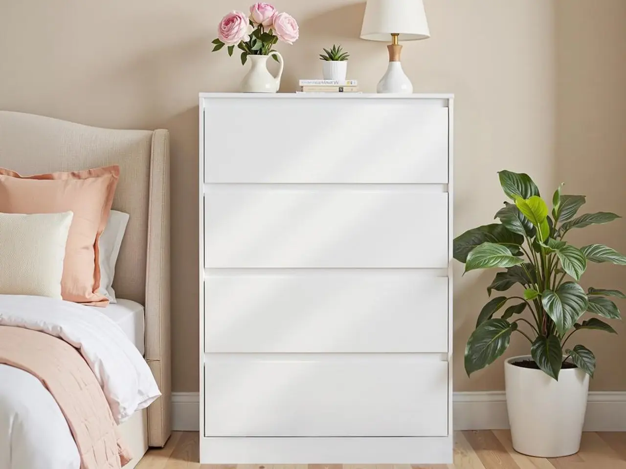 Billede 5 - Kommode med 4 skuffer - hvid, 40 x 60 x 97,4 cm