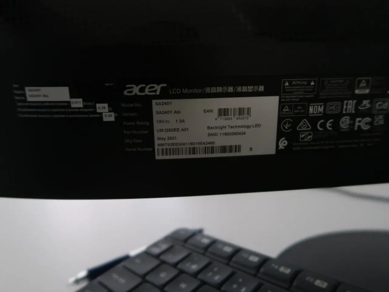 Billede 4 - Computerskærm ACER SA240Y med tastatur, mus og computer