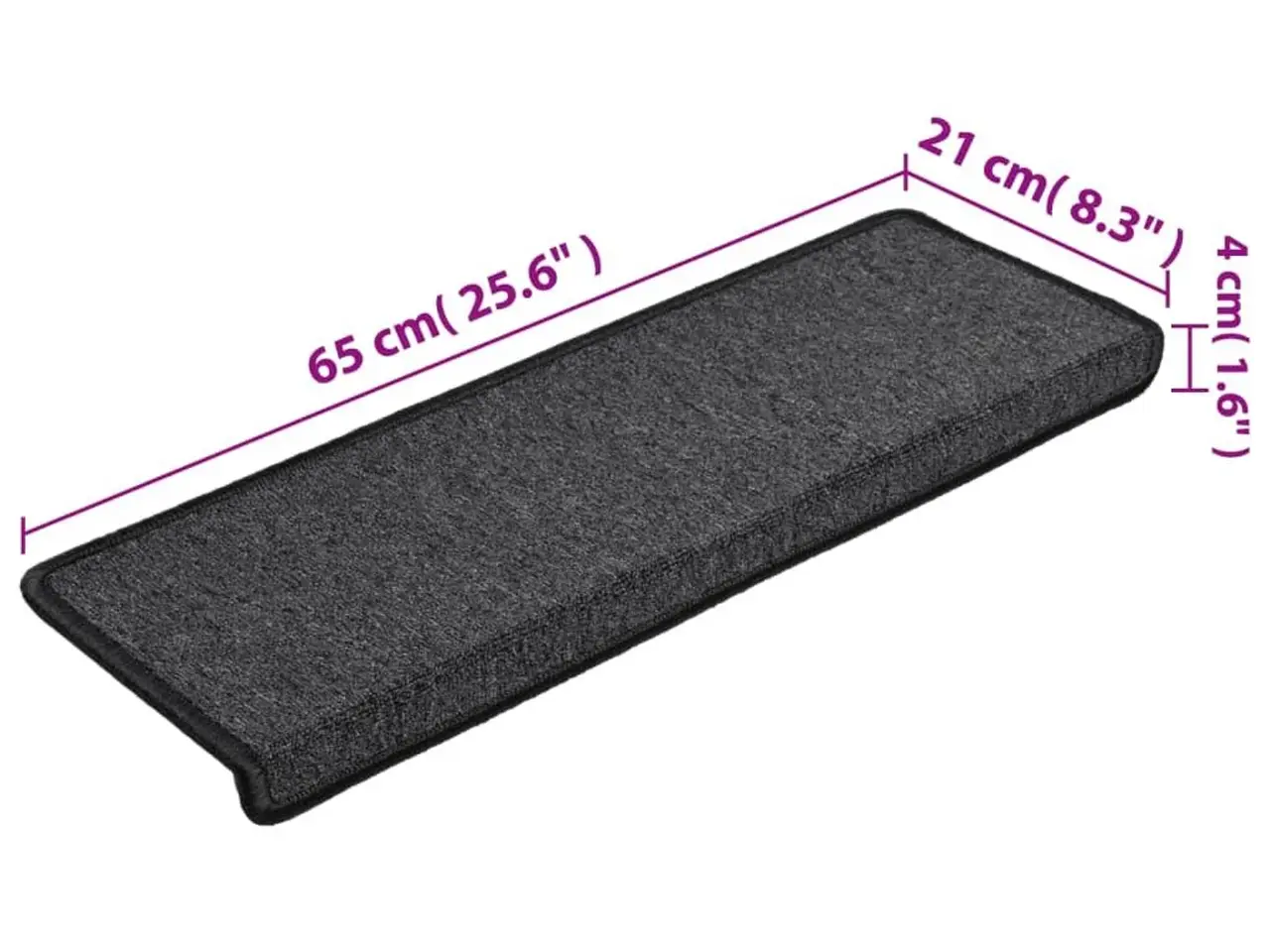Billede 8 - Trappemåtter 15 stk. 65×21×4 cm - antracit, rektangulær kant