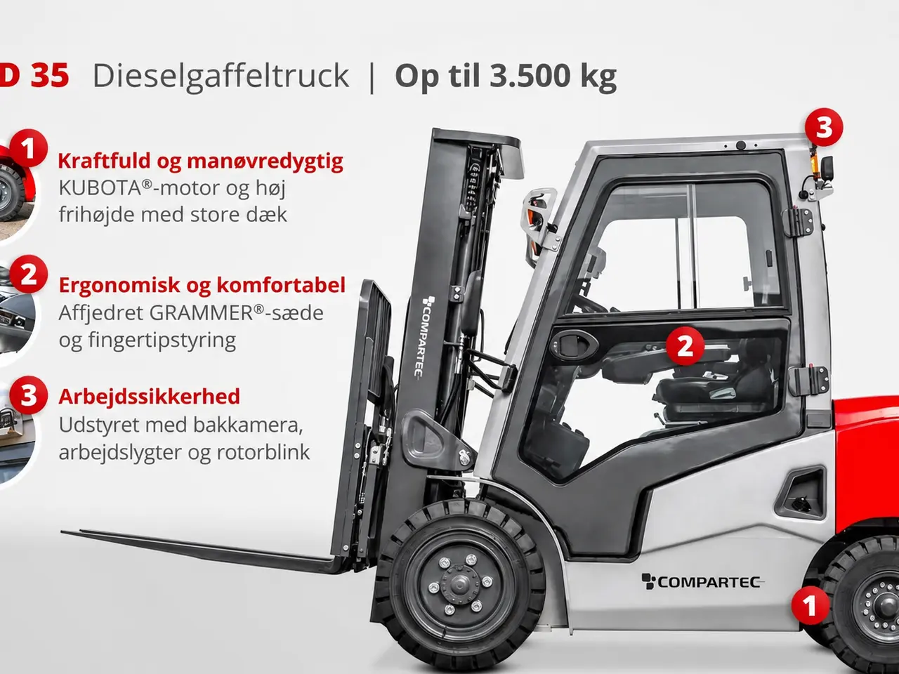 Billede 3 - CSXD35 Dieselgaffeltruck - 3500 kg, 5000 mm