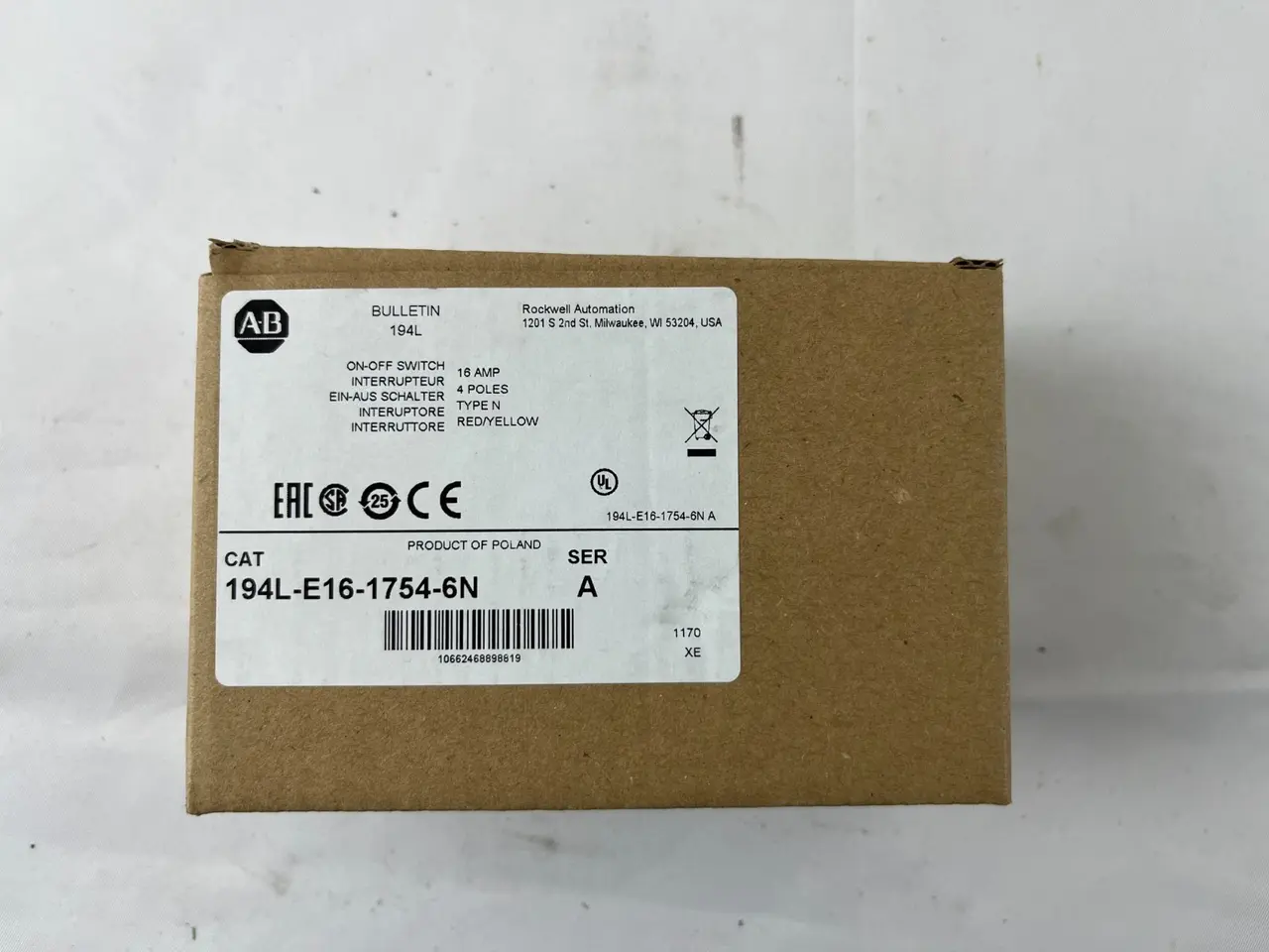 Billede 3 - Allen Bradley 194L-E16-1754-6N Load kontakt 4-Pole