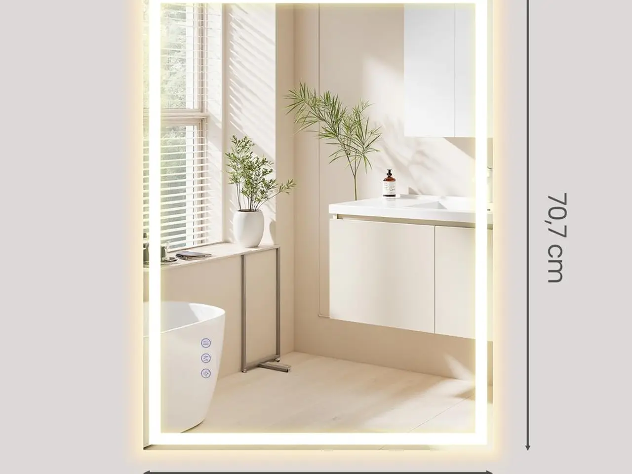 Billede 3 - Badeværelsesspejl med LED-lys og anti-dug - 70,7 x 50,7 cm, Cloud White