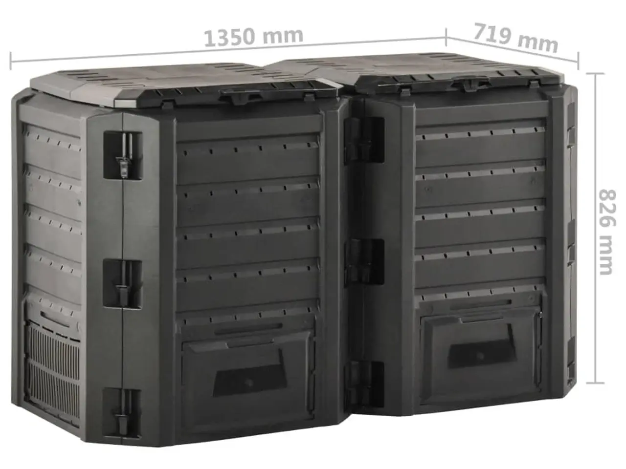 Billede 5 - Kompostbeholder 800 l - sort, vejrbestandig havekompost