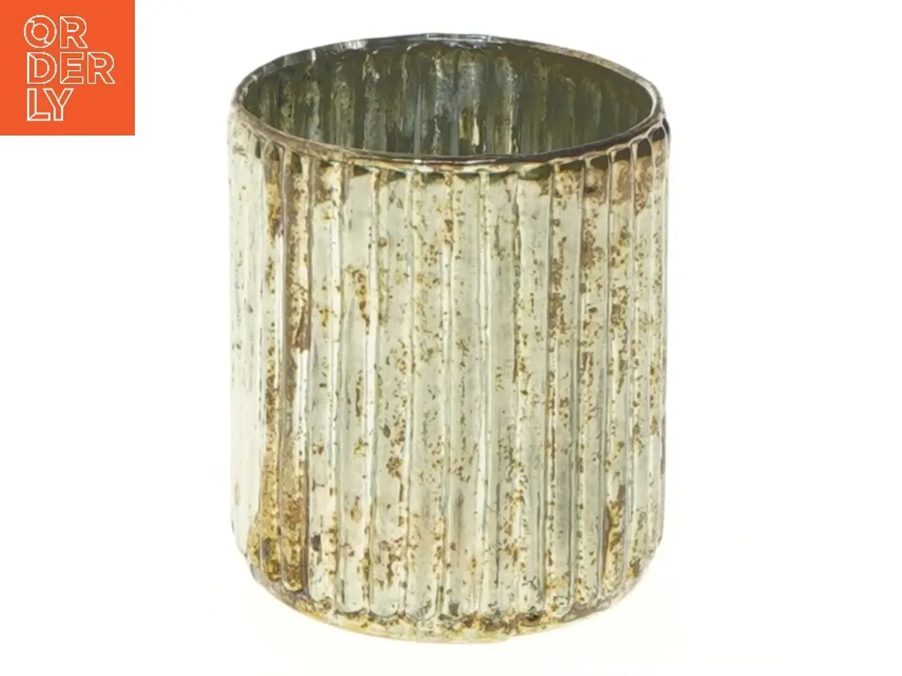 Billede 1 - Ribbet metallic lysestage(str. Ø 7 cm længde 8 cm)