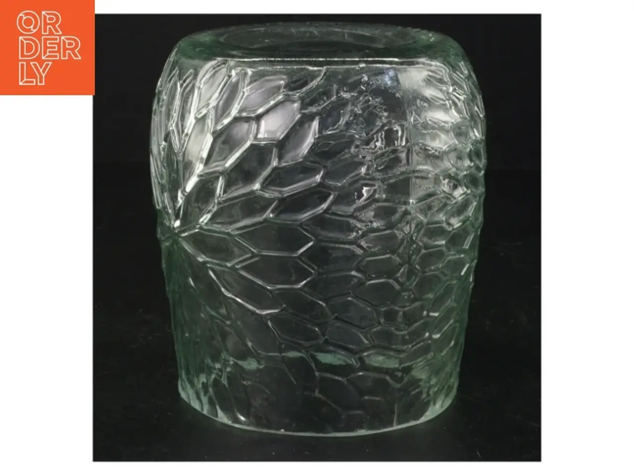 Billede 2 - Presset Glas vase i smukt Is Krystal mønster  (str. 12 x ø, 10 cm)