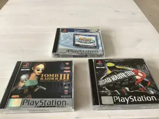 Playstation 1 spil Tomb Raider 3 og 2 andre