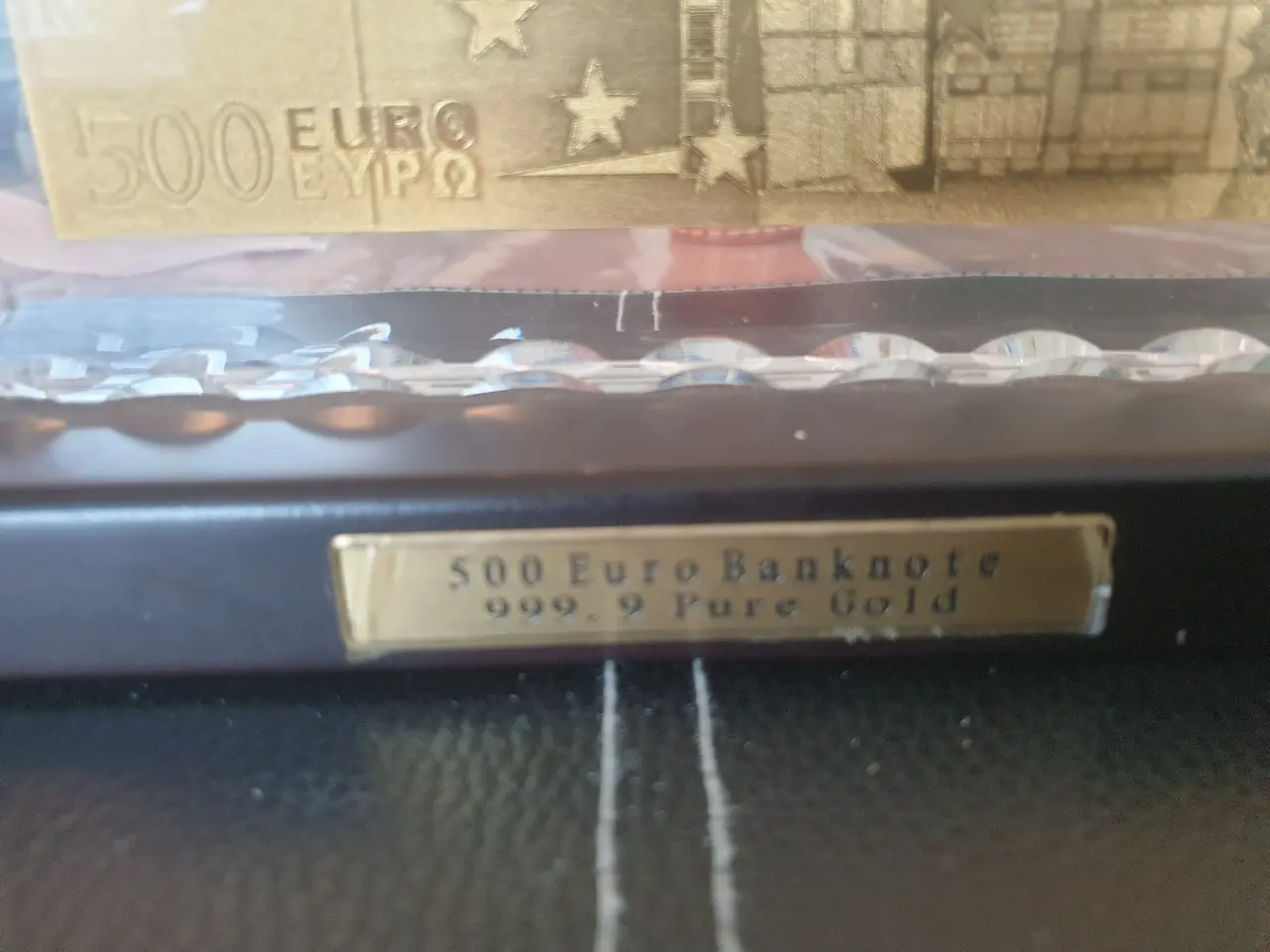 Billede 2 - Forgyldt 500 euro seddel i 24 karat bladguld