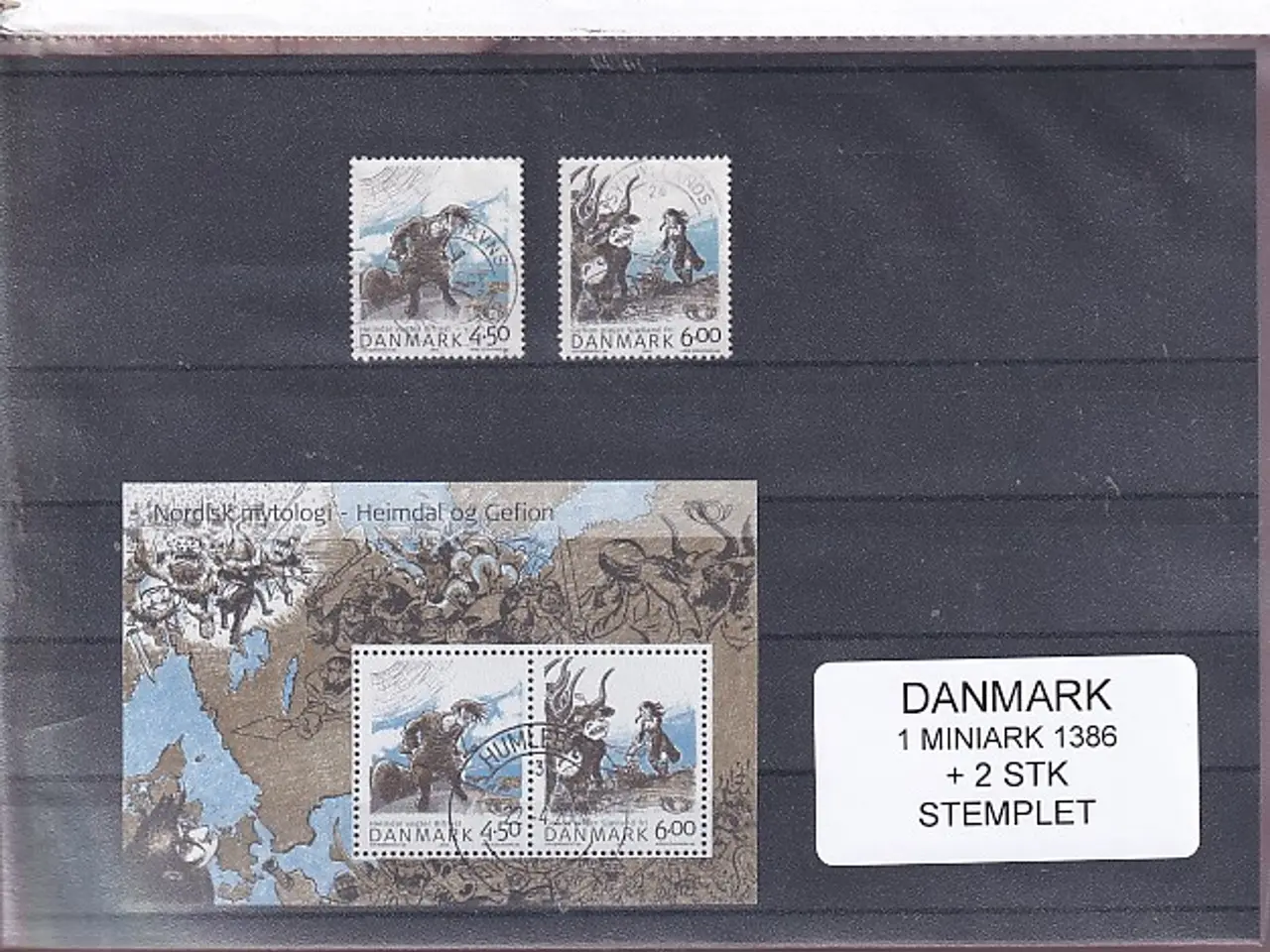 Billede 1 - Danmark - Miniark 1386 + enkeltmærker - Stemplet