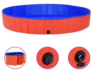 Foldbart hundebassin 200 × 30 cm i PVC - rød