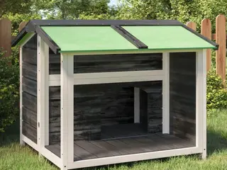 Hundehus i massivt fyrretræ - grå/hvid, 96 × 87 × 80,5 cm