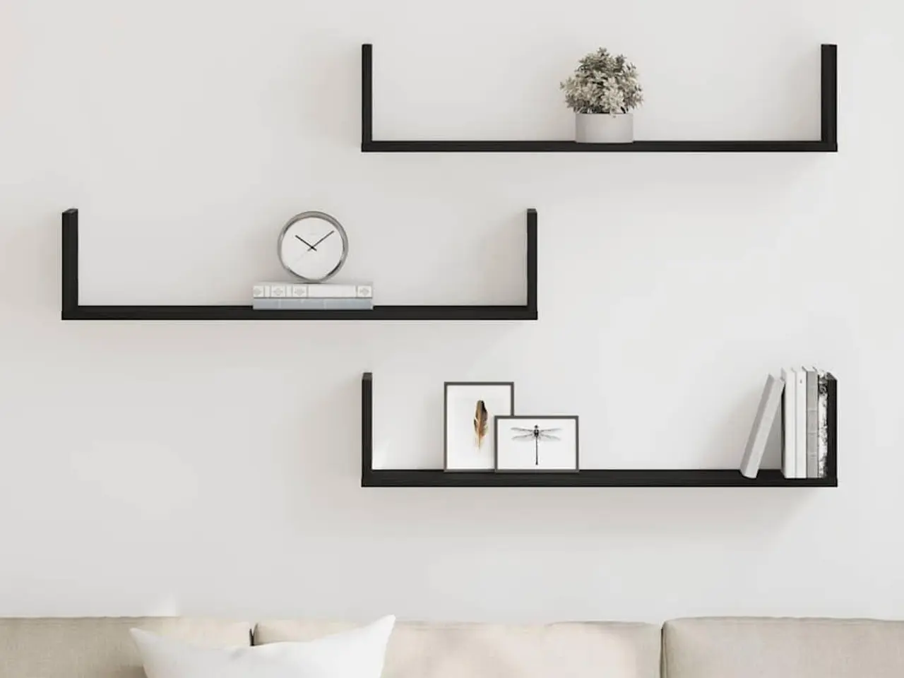 Billede 3 - Væghylder 3 stk. - 80×18×18 cm i konstrueret træ, sort eg