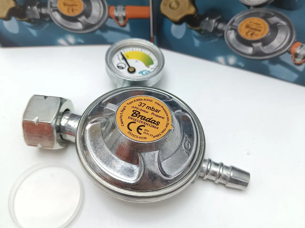 Billede 5 - NY! 37mbar Gasregulator + Manometer + Pakning