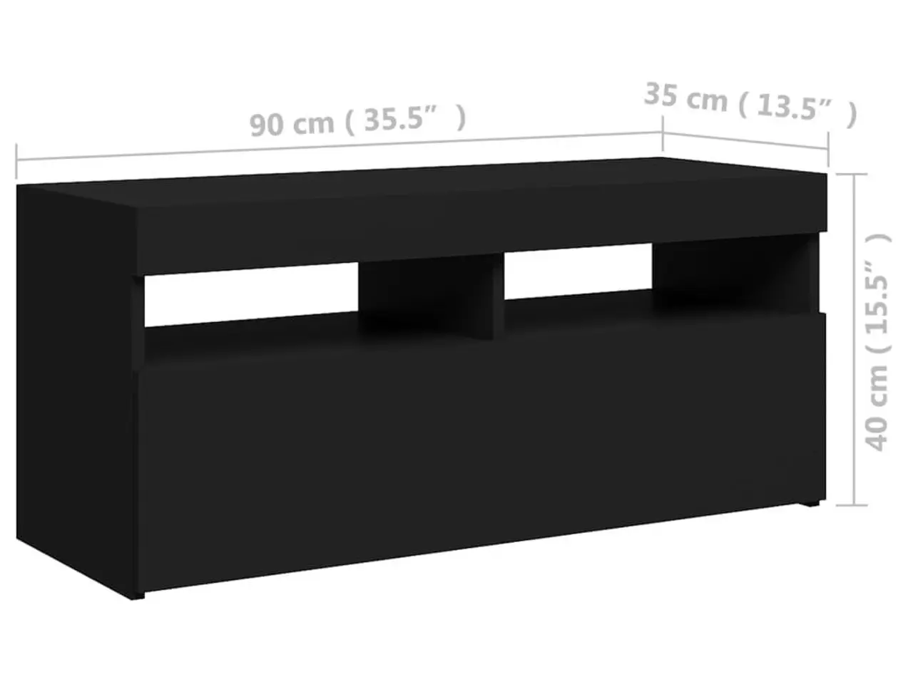 Billede 11 - Tv-bord med LED-lys - 90 × 35 × 40 cm, sort