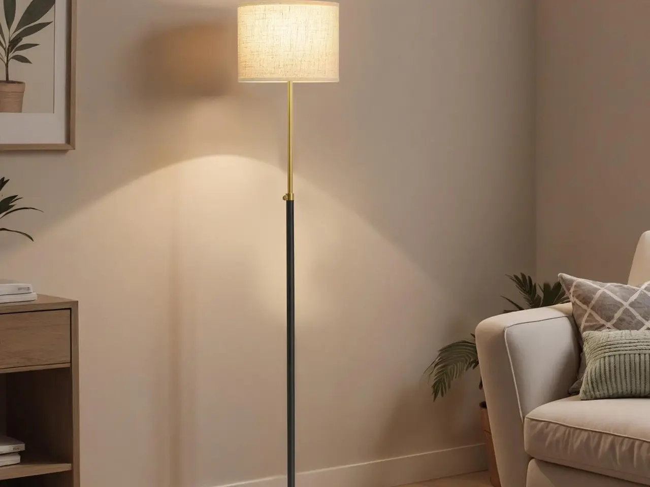 Billede 5 - Gulvlampe højdejusterbar 140-170 cm - guld-sort
