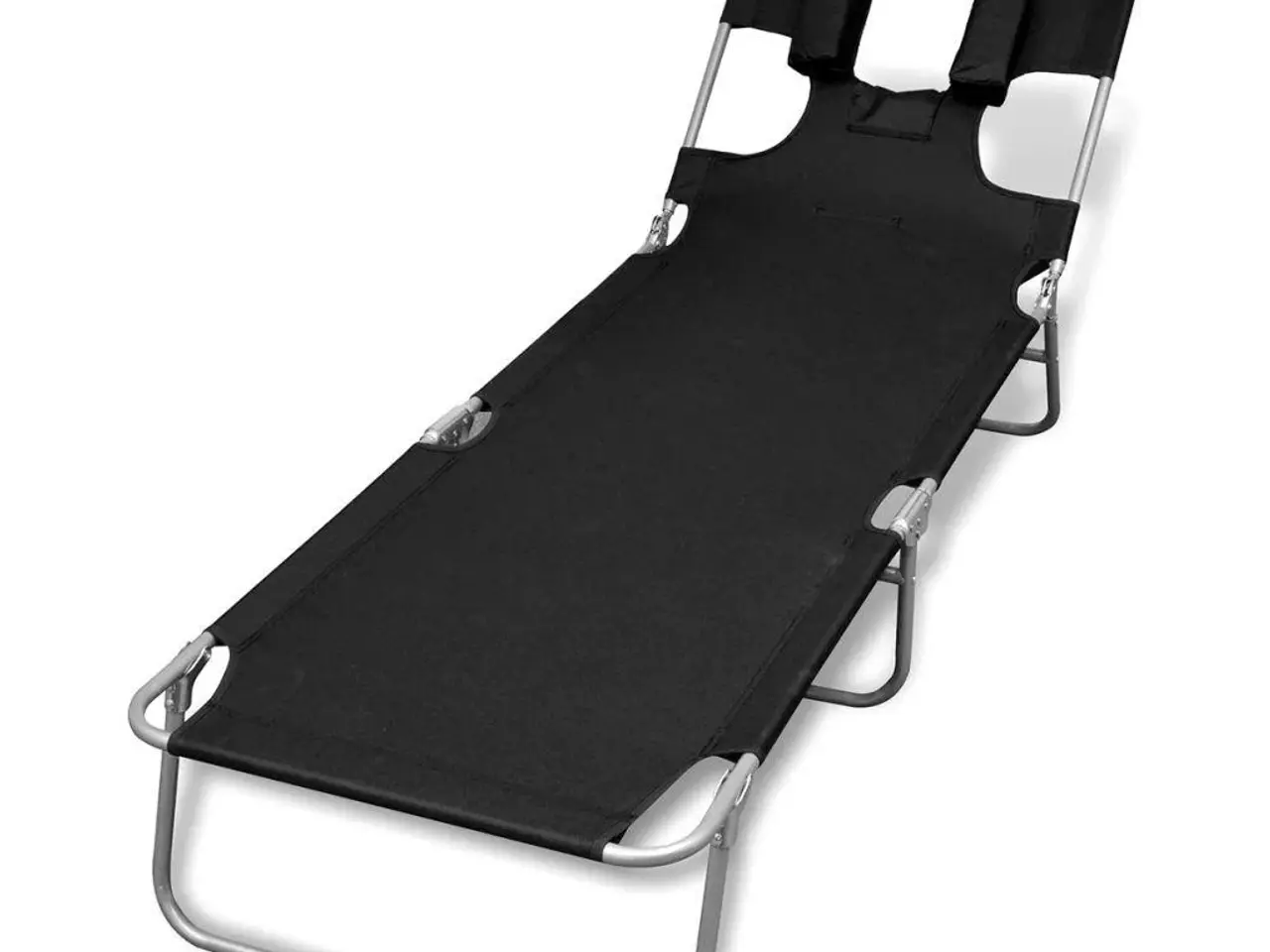Billede 1 - Foldbar liggestol med hovedpude pulverlakeret stål sort