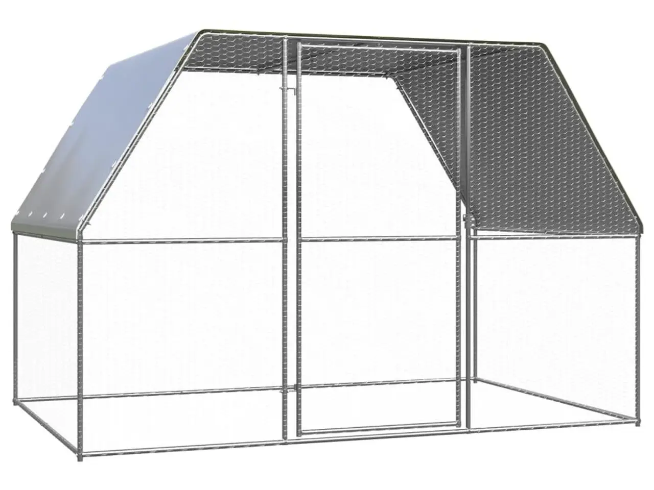 Billede 1 - Hønsebur 3×2×2 m i galvaniseret stål - sølv/grå