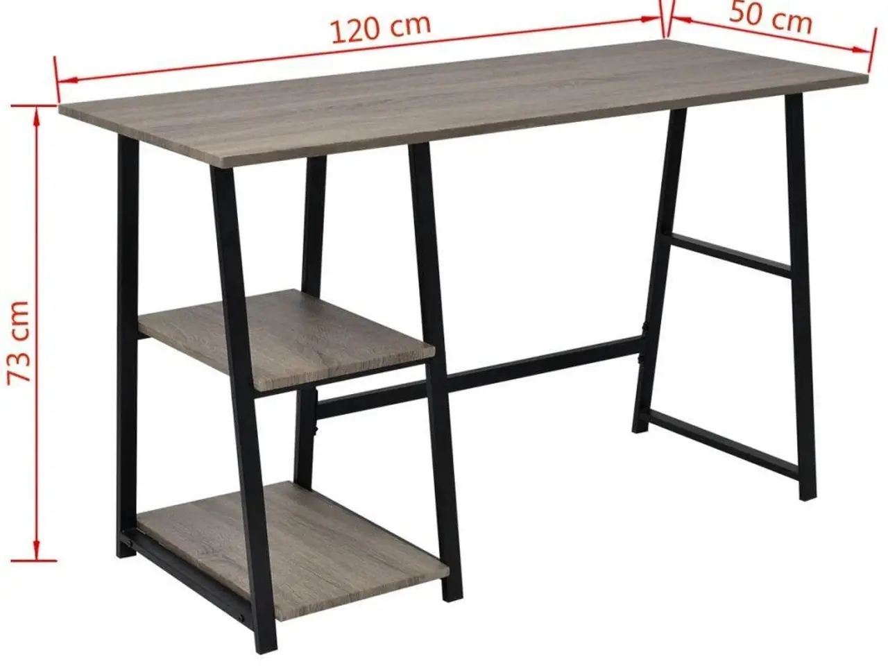 Billede 6 - Skrivebord med 2 hylder - grå og eg