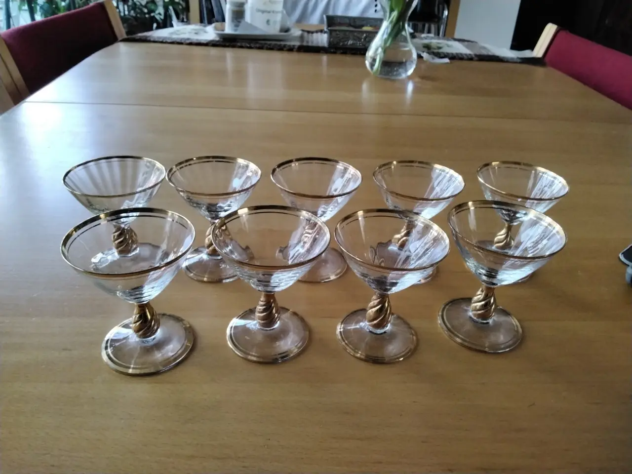 Billede 2 - Glas med guldkanter og guld på stilk