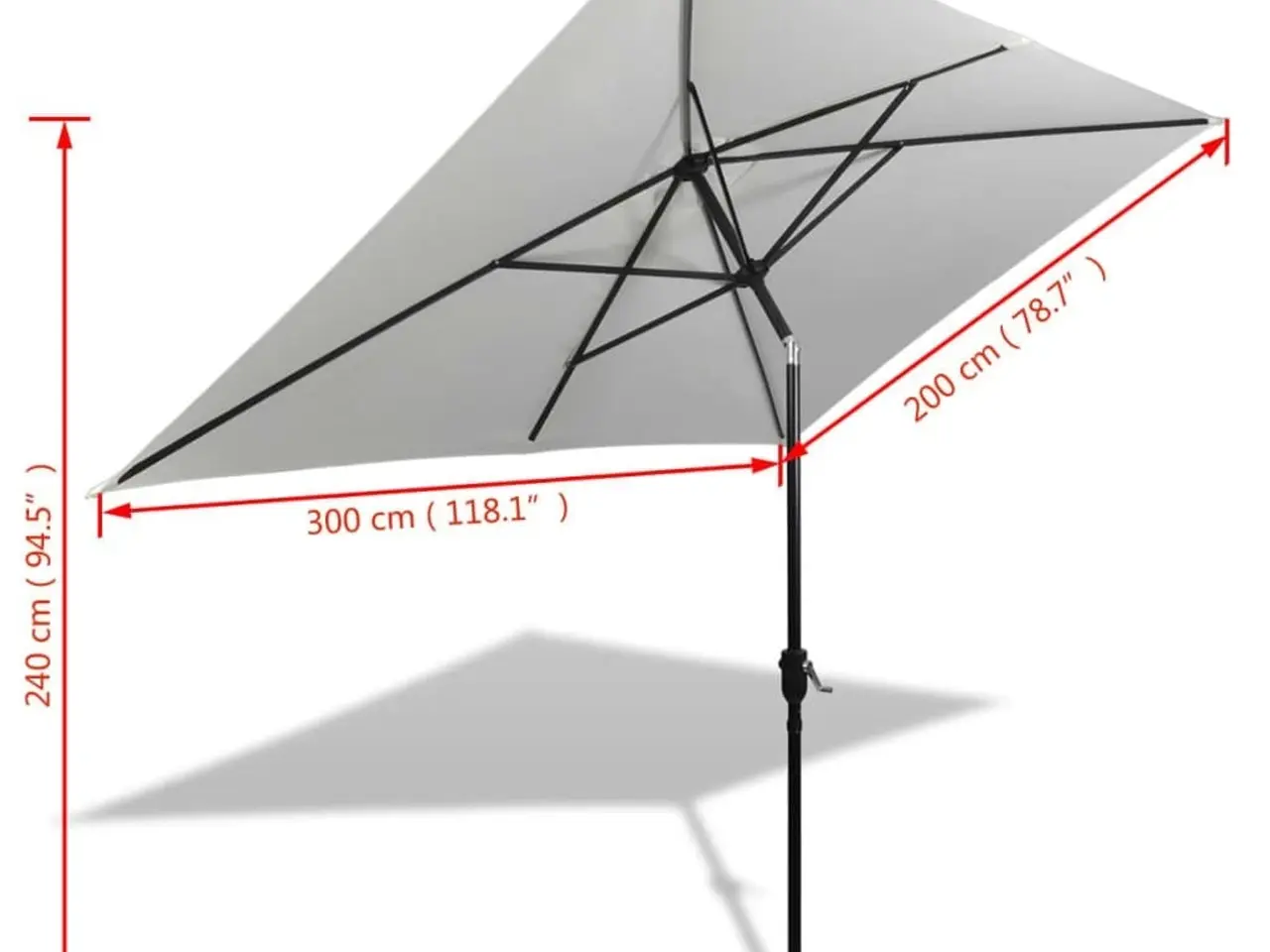 Billede 6 - Parasol 200x300 cm rektangulær sandhvid