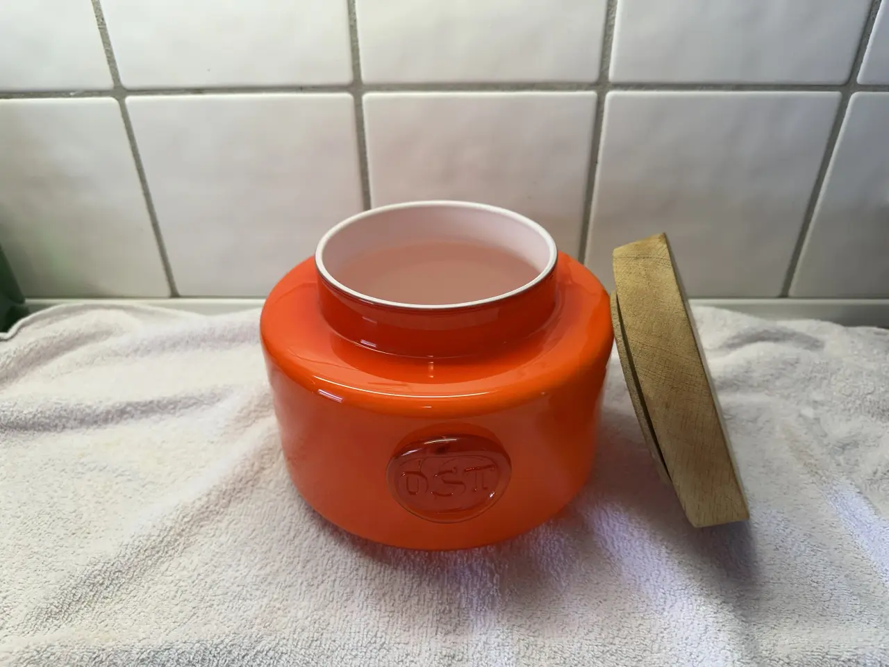 Billede 3 - Unik Holmegaard Orange Opbevaringskrukke