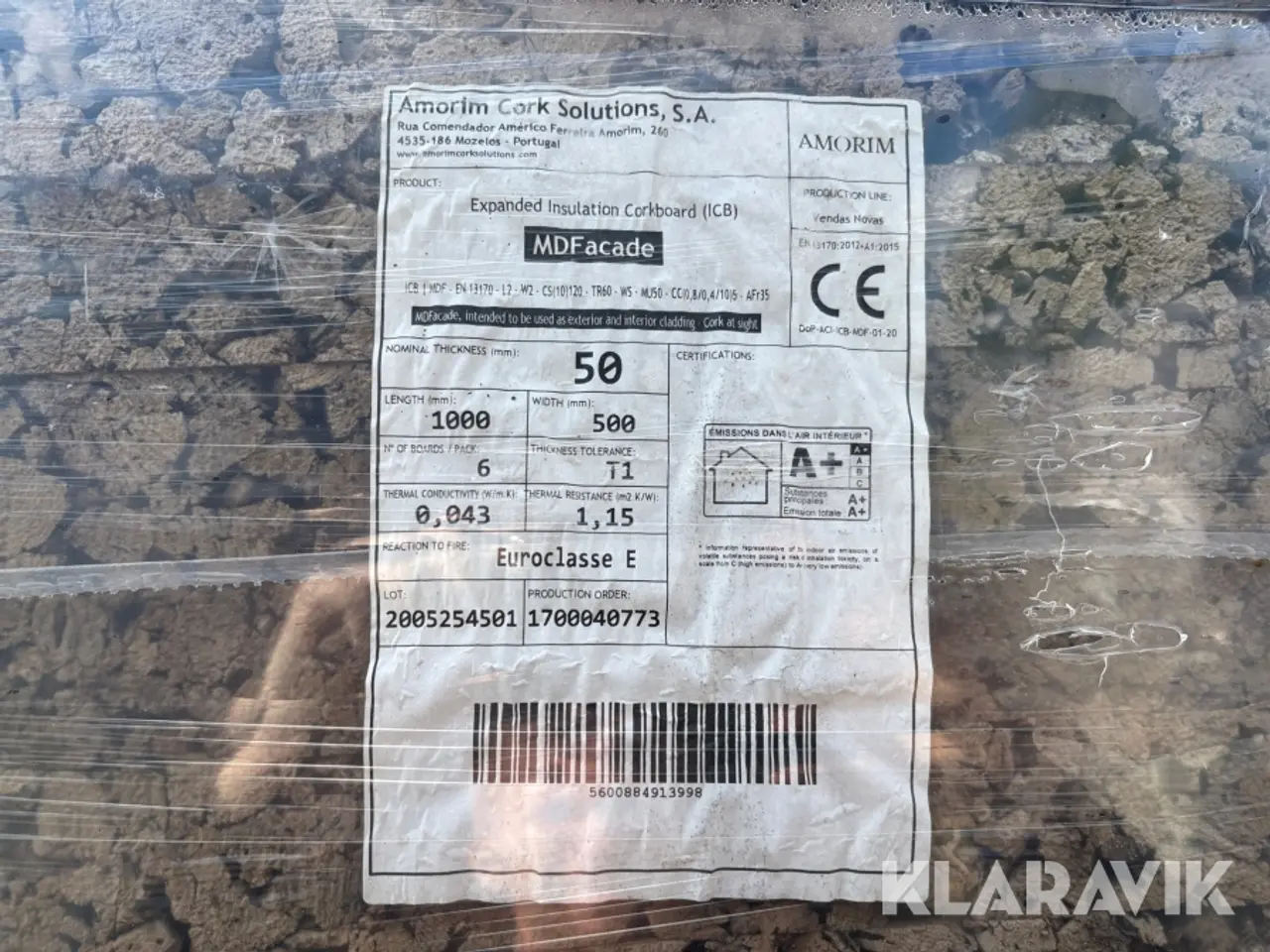 Billede 4 - Isoleringsplade af ekspanderet kork MDFacade 48 kvadratmeter