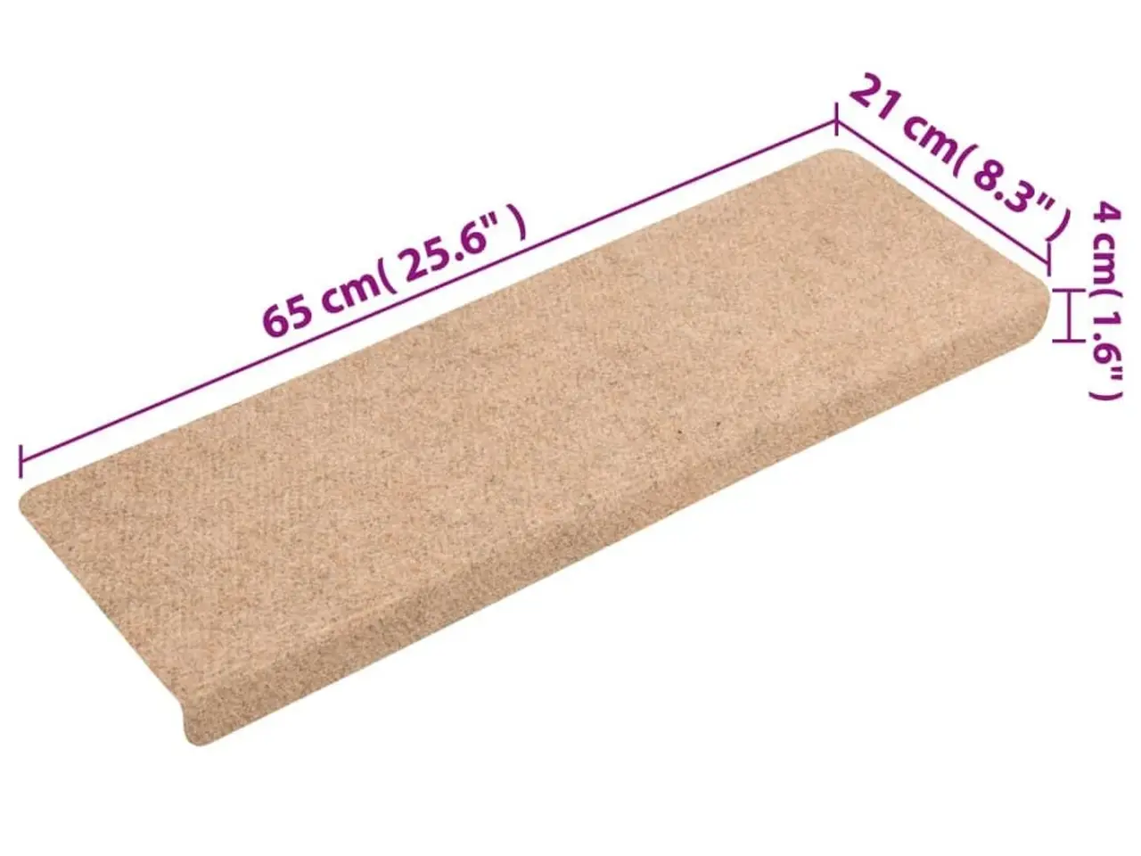Billede 7 - Trappemåtter selvklæbende 15 stk. 65x21x4 cm cremefarvede rektangulære kant