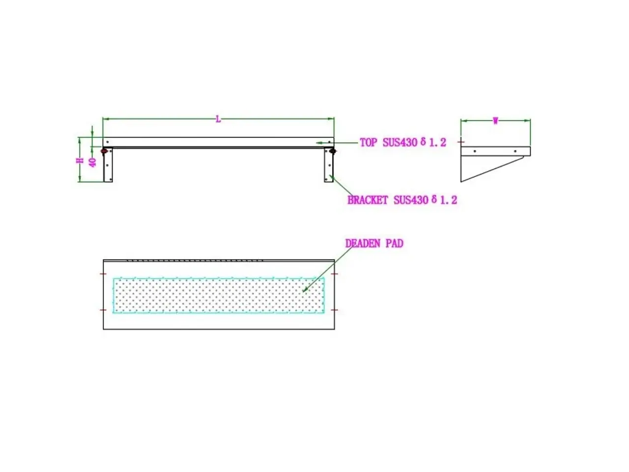 Billede 2 - Rustfri hylde – B1800 x D400 x H190 mm