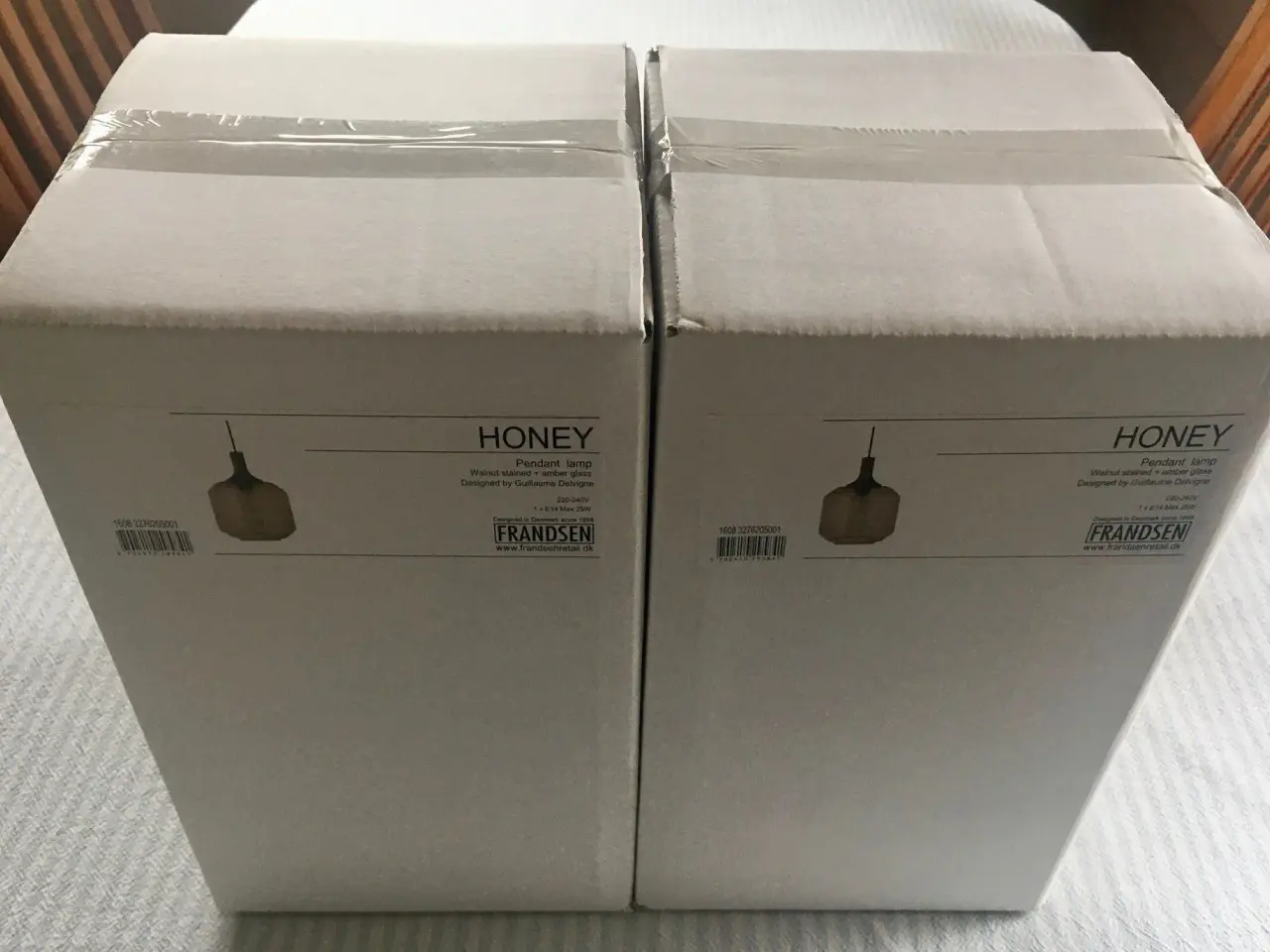 Billede 2 - 2 stk. NYE pendler "FRANDSEN HONEY AMBER GLAS"