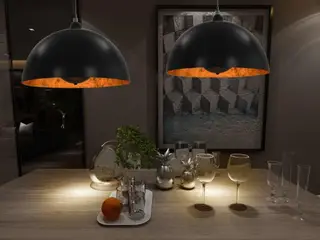 Loftslamper sæt - halvkugle 40 cm E27, sort/guld (2 stk.)