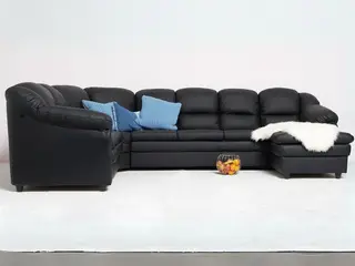 Tønder hj. sofa m. chais. - højre - Sort tekstillæder