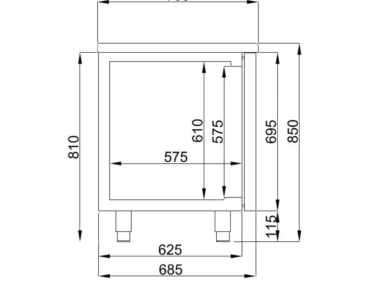 Billede 2 -  Kølebord med 2 døre – B1400 x D700 x H850 mm