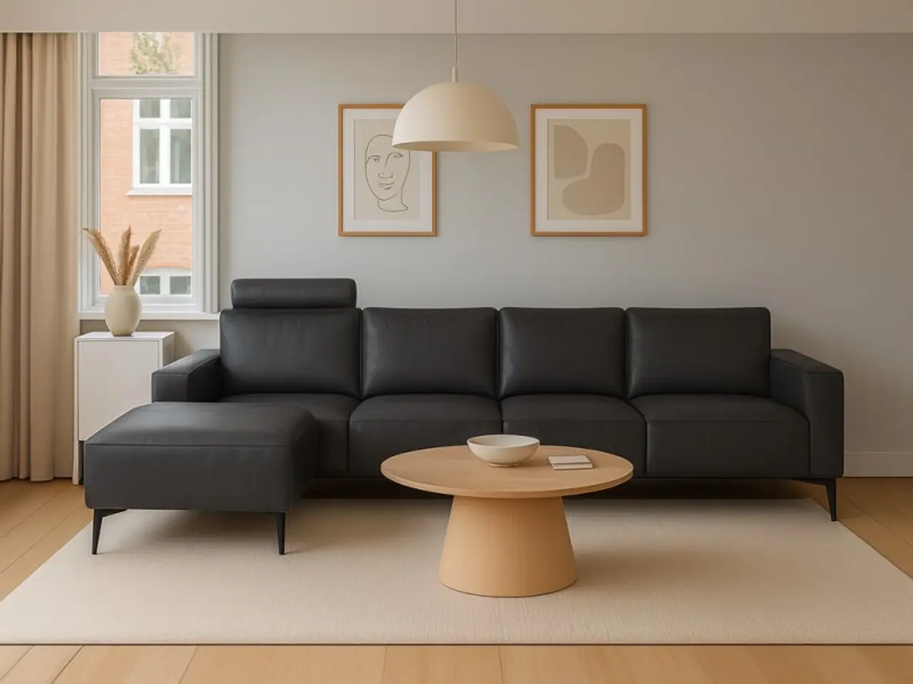 Billede 1 - Hjort Knudsen Copenhagen læder chaiselongsofa venstrevendt